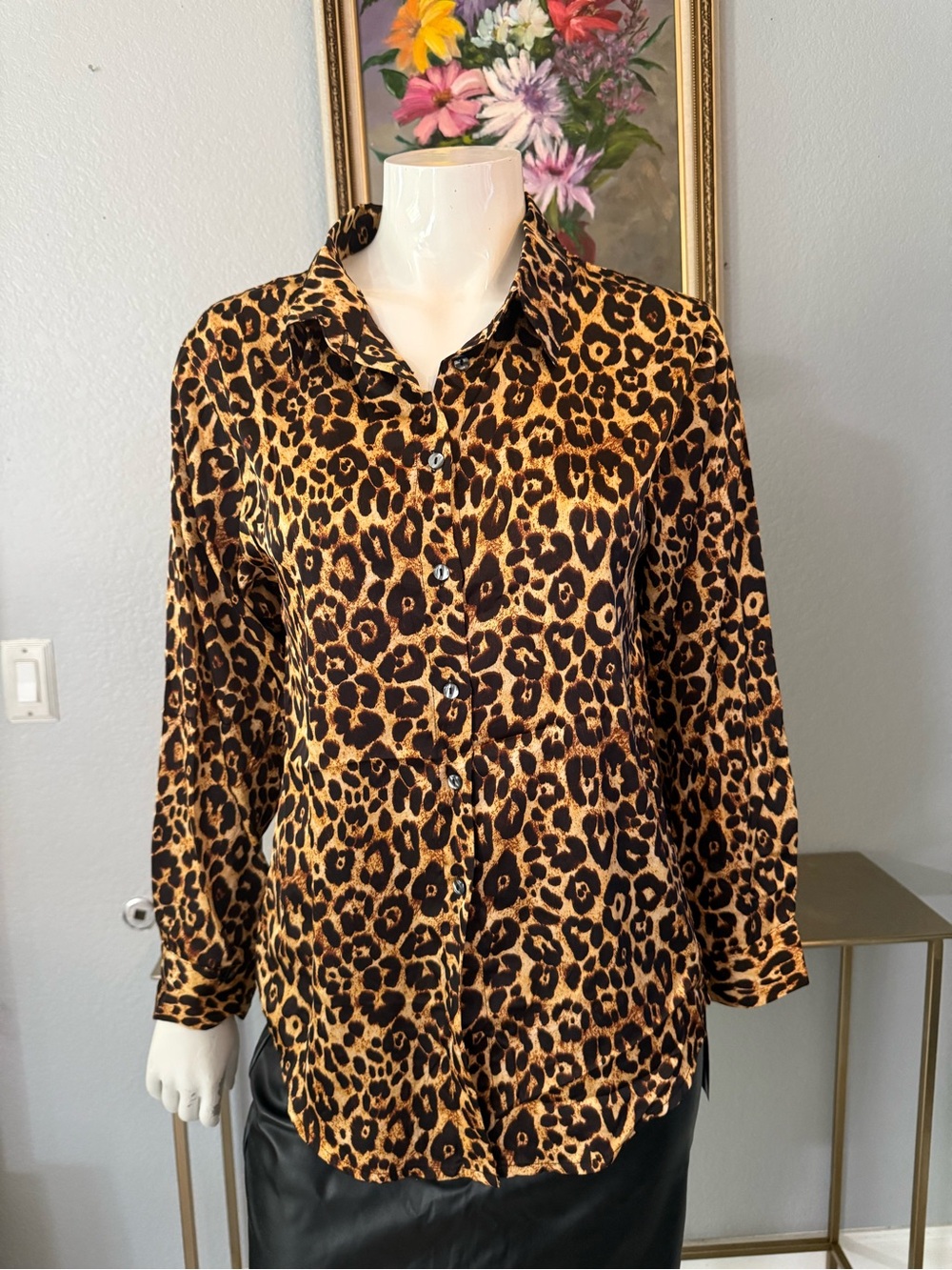 Jon & Anna Leopard Print Button-Front Shirt Jacket - Brown/Black